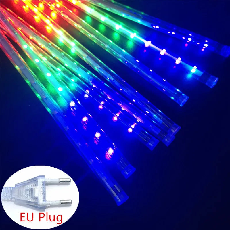 8-Tube Meteor Shower LED String Lights – Outdoor Christmas & Garden Decoration
