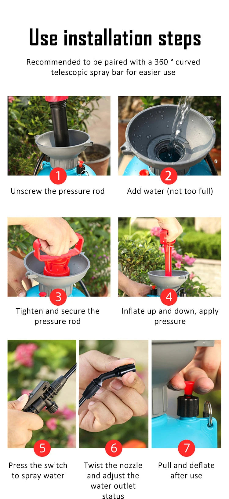 DELIXI 3/5/8L Hand Pump Garden Sprayer – Multi-Purpose Pressure Sprayer