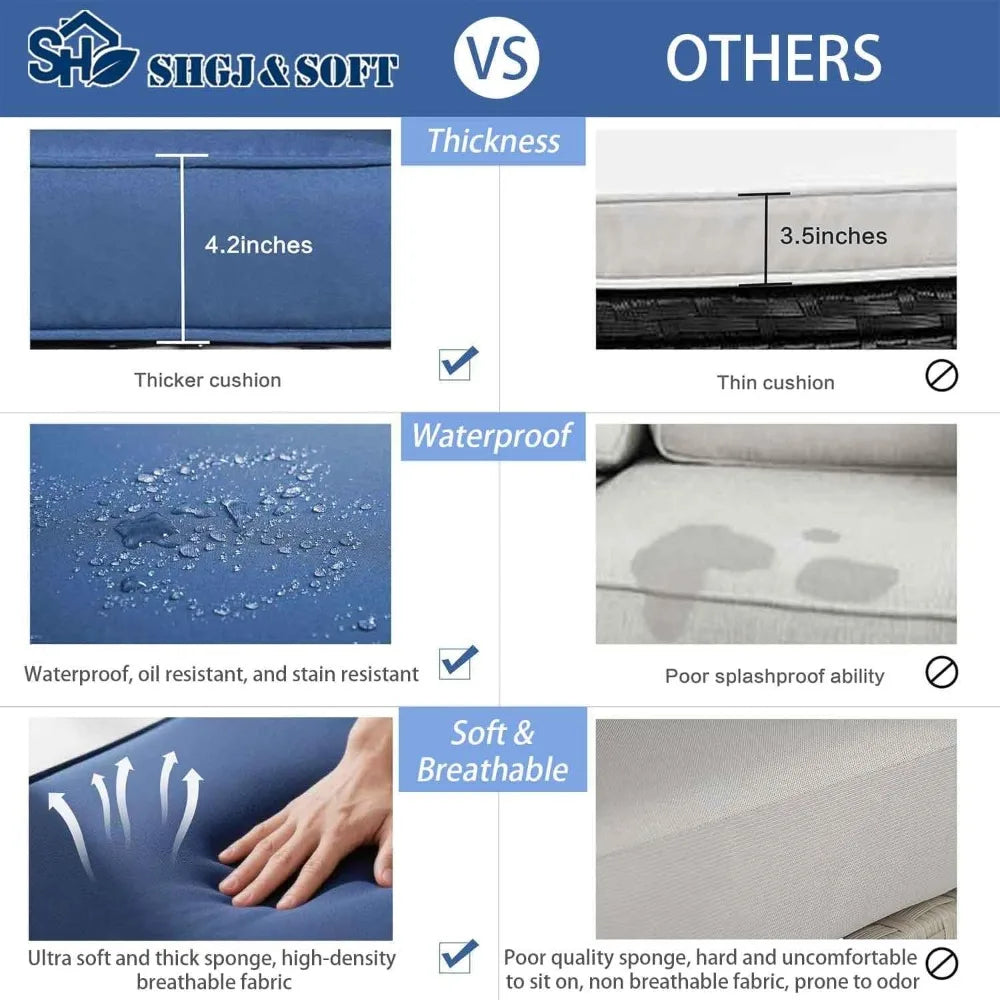 3-Seat PE Wicker Patio Sofa – Deep-Seat High-Back Rattan Outdoor Couch