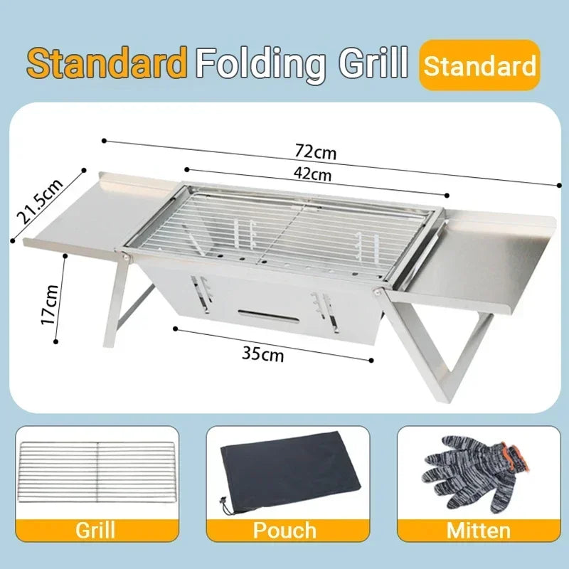 Stainless Steel Folding BBQ Stove – Outdoor Charcoal Grill