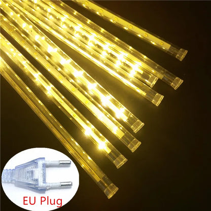 8-Tube Meteor Shower LED String Lights – Outdoor Christmas & Garden Decoration