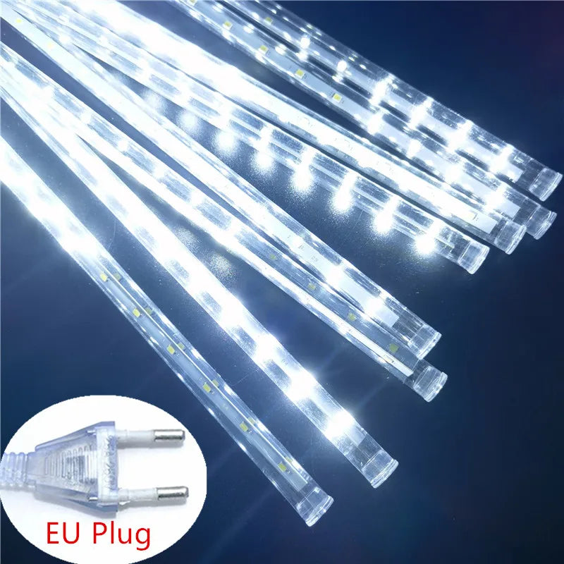 8-Tube Meteor Shower LED String Lights – Outdoor Christmas & Garden Decoration