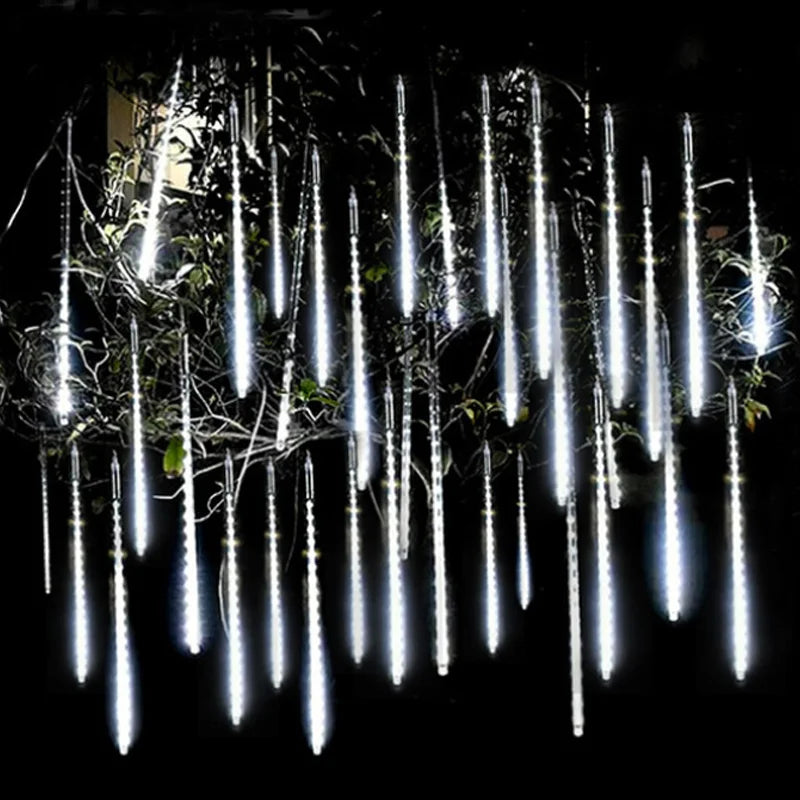8-Tube Meteor Shower LED String Lights – Outdoor Christmas & Garden Decoration