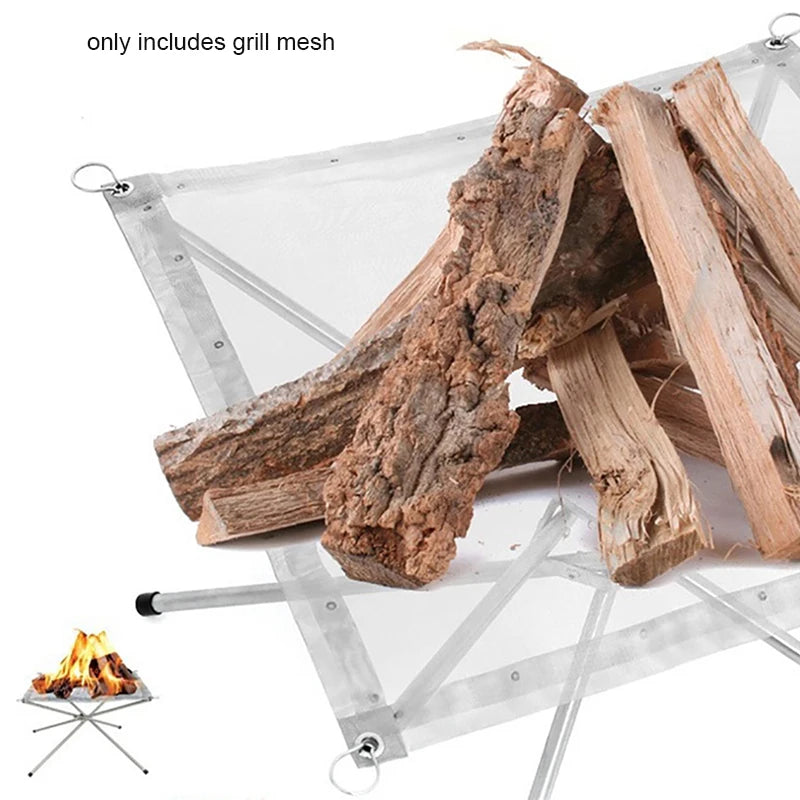 Portable Outdoor Fire Pit & BBQ Mesh Grill – Steel Camping Fireplace