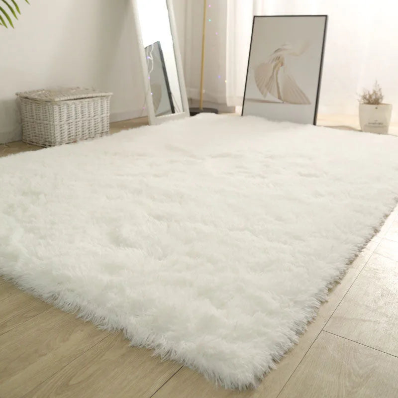 White Fluffy Hall Carpet – Thick Non-Slip Furry Rug