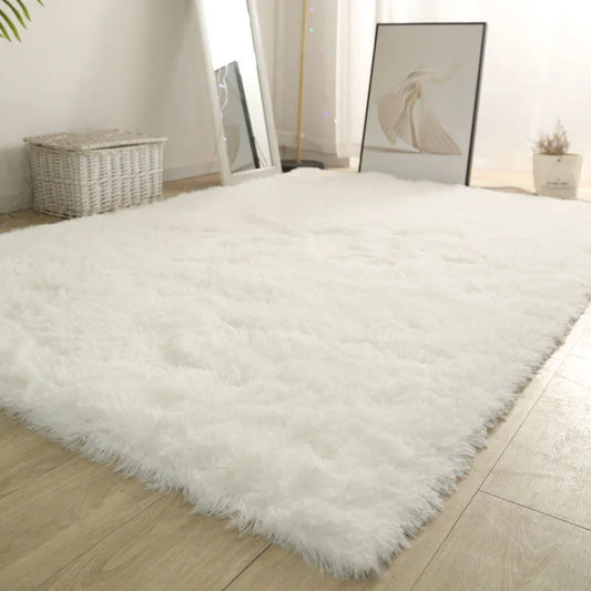 White Fluffy Hall Carpet – Thick Non-Slip Furry Rug