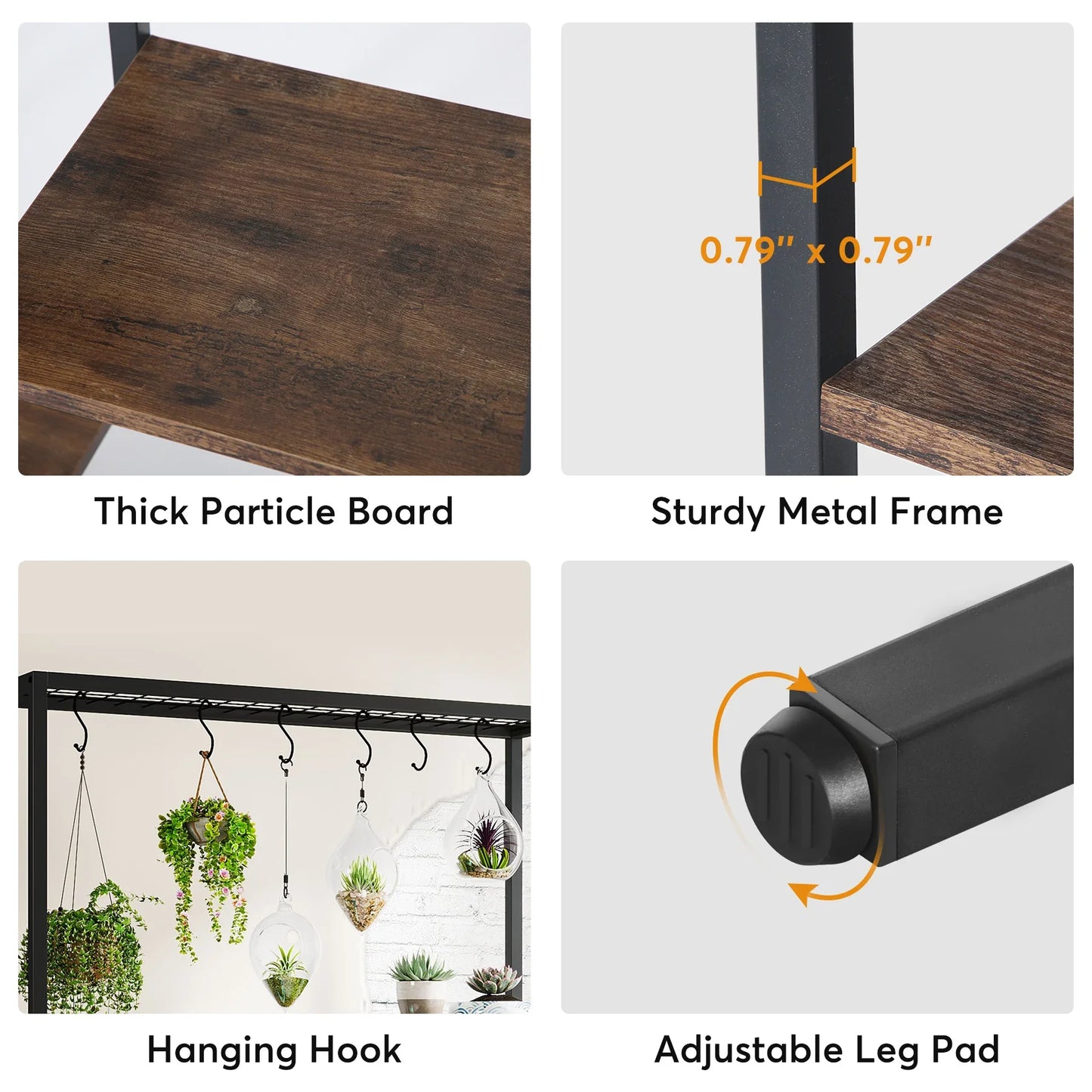 Tribesigns 5-Tier Tall Indoor Plant Stand – 70.9" Metal Shelf with Hooks