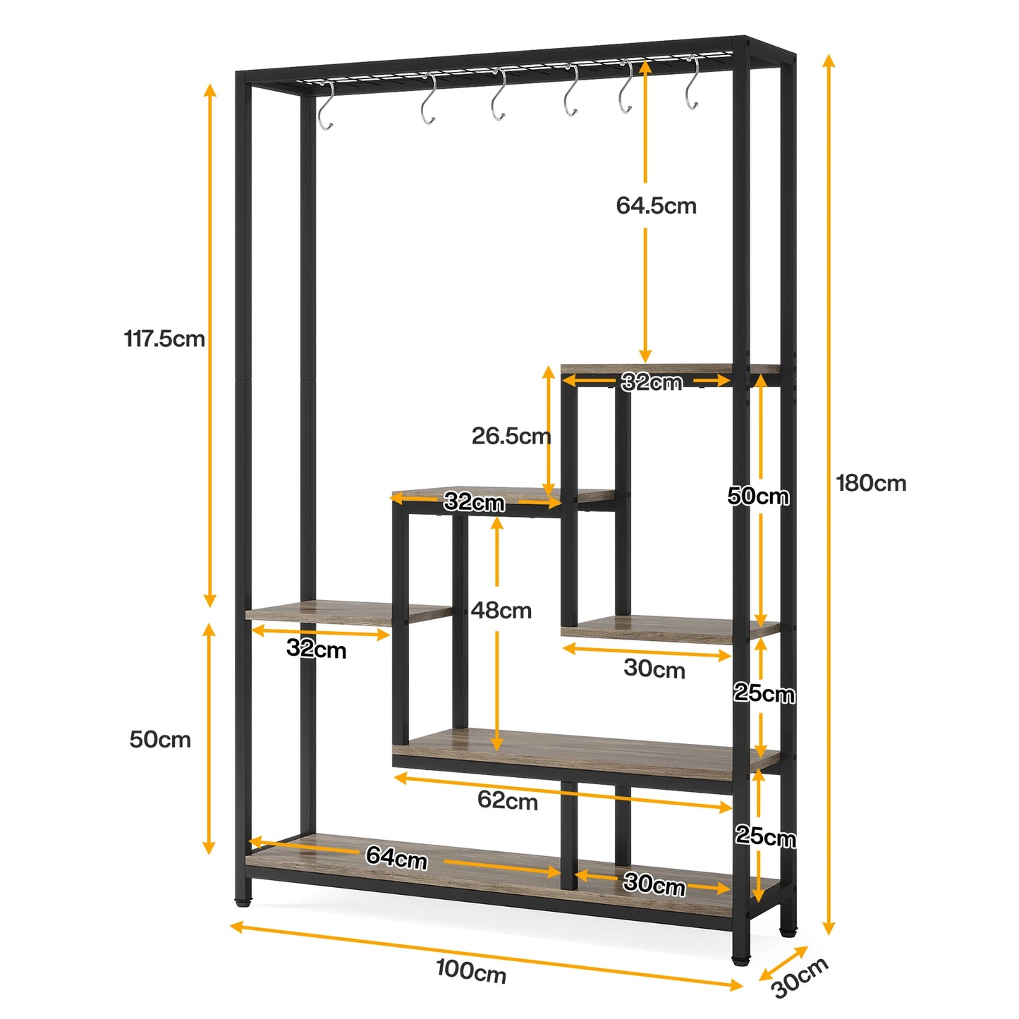 Tribesigns 5-Tier Tall Indoor Plant Stand – 70.9" Metal Shelf with Hooks