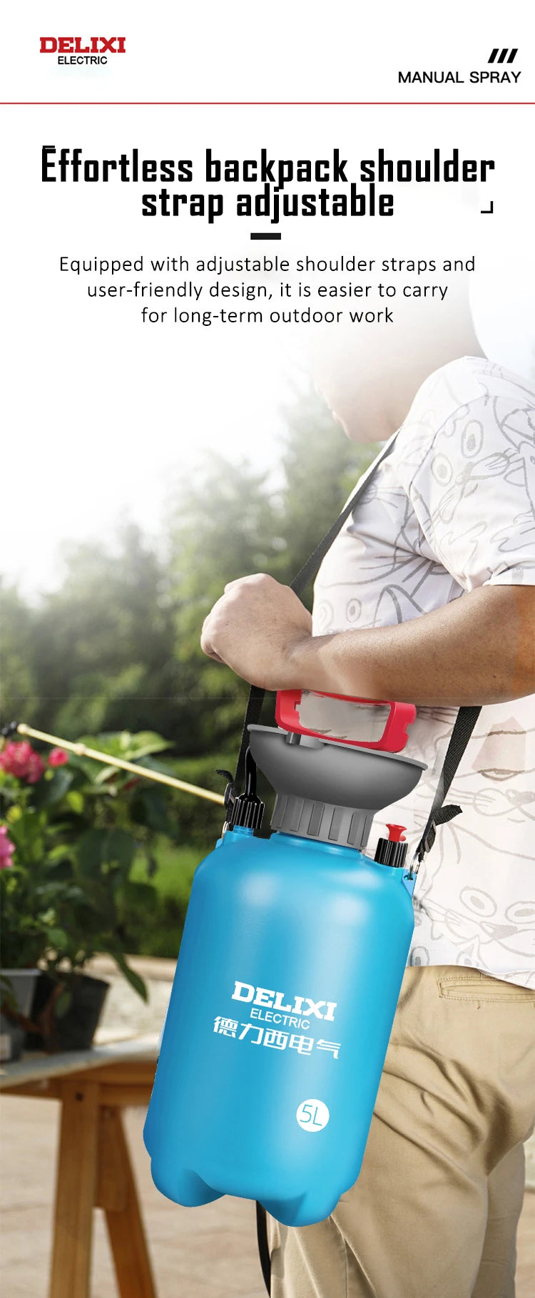 DELIXI 3/5/8L Hand Pump Garden Sprayer – Multi-Purpose Pressure Sprayer