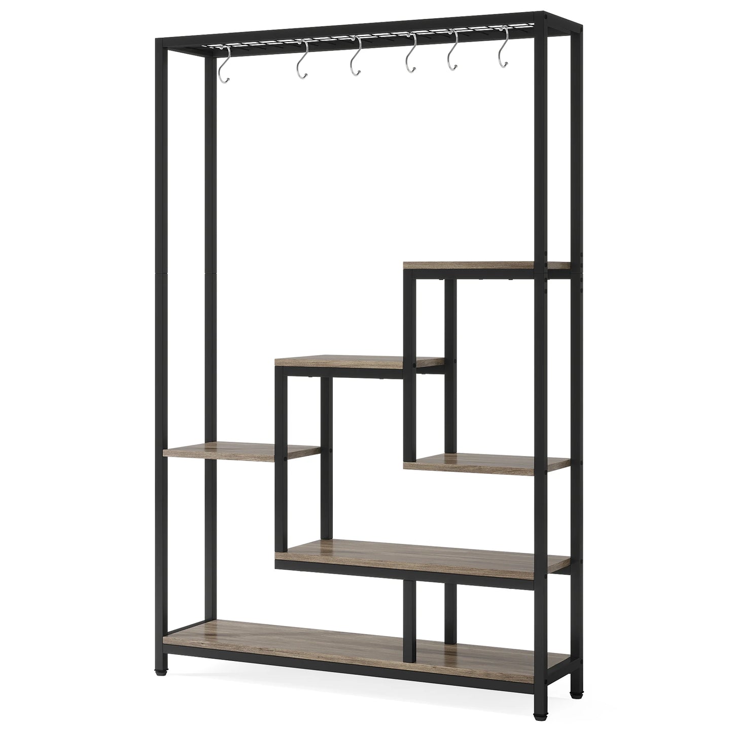 Tribesigns 5-Tier Tall Indoor Plant Stand – 70.9" Metal Shelf with Hooks