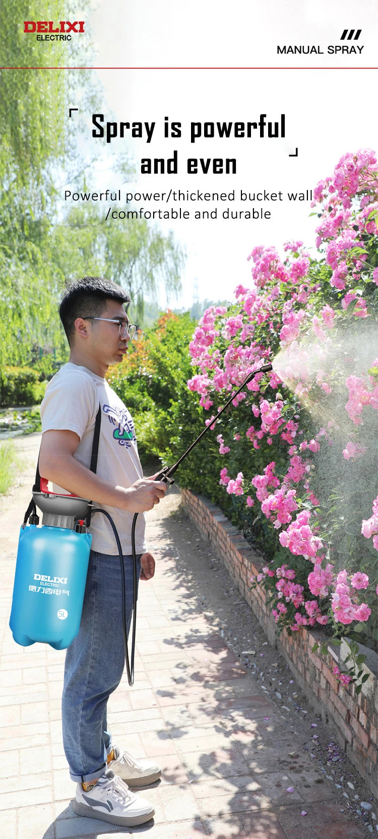 DELIXI 3/5/8L Hand Pump Garden Sprayer – Multi-Purpose Pressure Sprayer