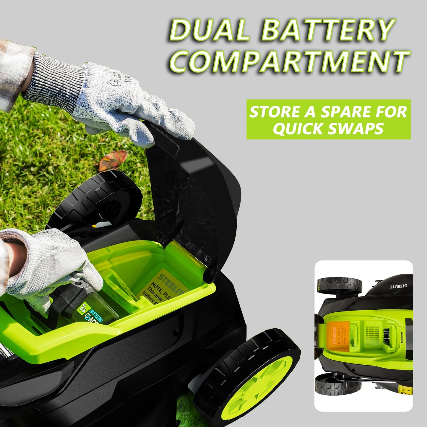 Deli 13" Cordless Electric Lawn Mower – 2-in-1 Brushless with 21V Battery