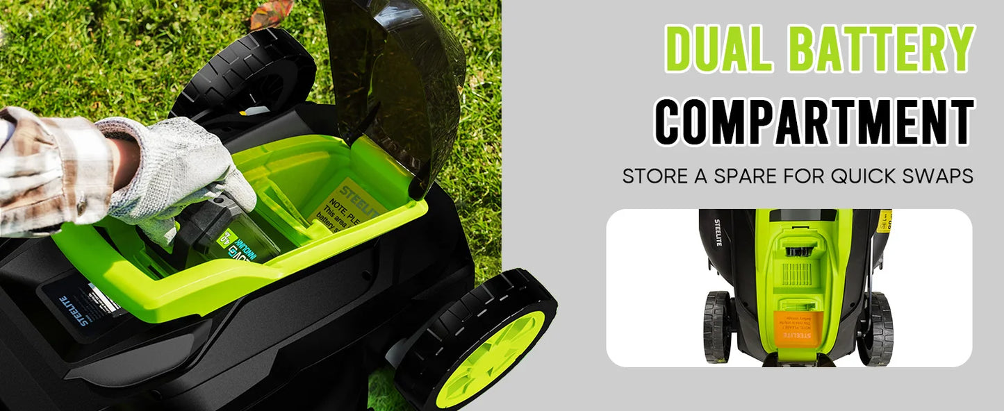 Deli 13" Cordless Electric Lawn Mower – 2-in-1 Brushless with 21V Battery