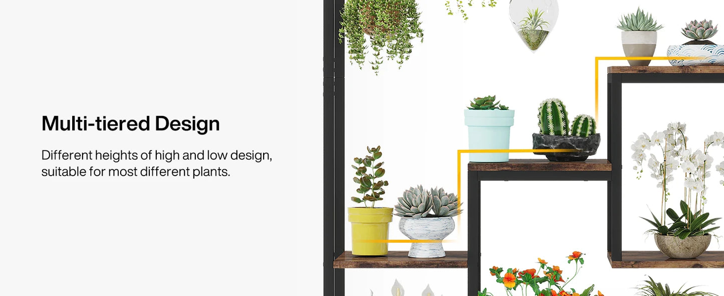 Tribesigns 5-Tier Tall Indoor Plant Stand – 70.9" Metal Shelf with Hooks