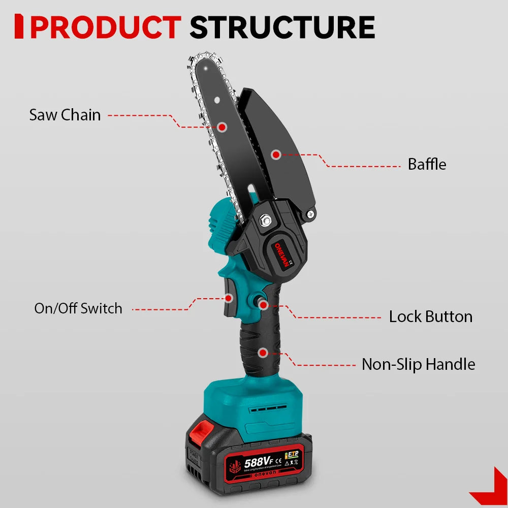 ONEVAN 3500W 2-in-1 Brushless Pole Chainsaw & Pruner – 18V Battery Compatible