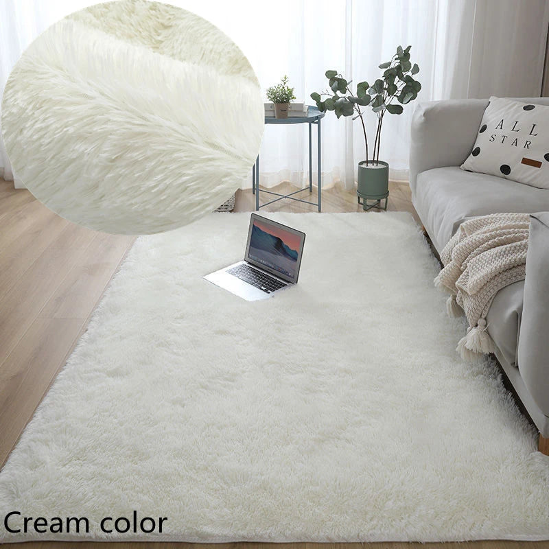 White Fluffy Hall Carpet – Thick Non-Slip Furry Rug