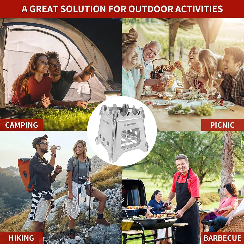 Portable Folding Wood Stove – Stainless Steel Camping & Hiking Stove