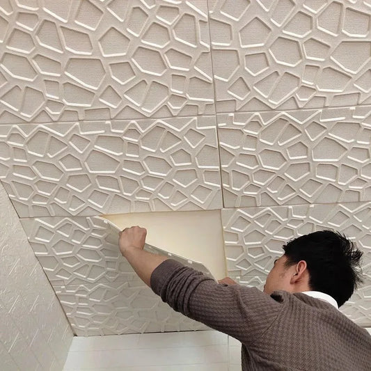 3D Waterproof Ceiling & Wall Panels – 35×35cm Peel-and-Stick Anti-Collision Decor