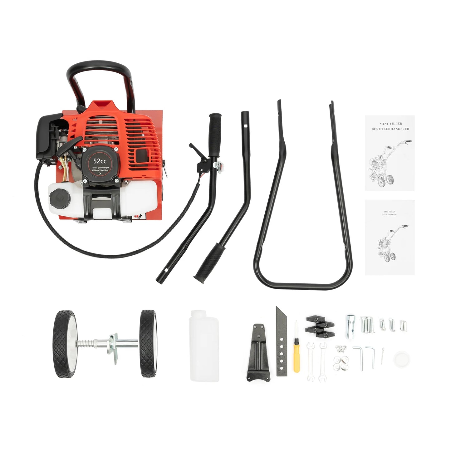 52CC 1700W Gasoline Garden Tiller – 2-Stroke Air-Cooled Cultivator