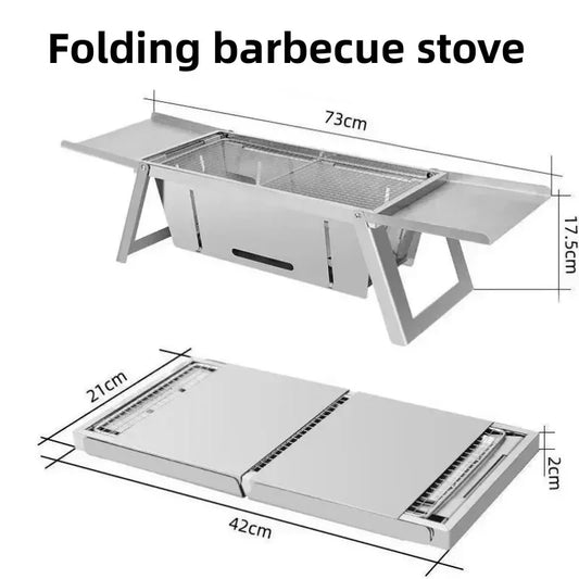 Stainless Steel Folding BBQ Stove – Outdoor Charcoal Grill
