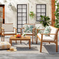 4-Piece Acacia Wood Patio Conversation Set – Sofa, Chairs & Table with Cushions