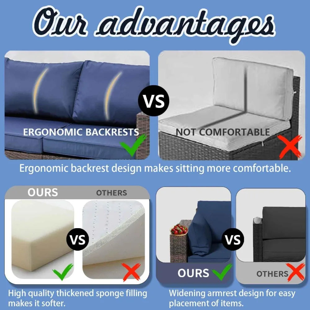 3-Seat PE Wicker Patio Sofa – Deep-Seat High-Back Rattan Outdoor Couch