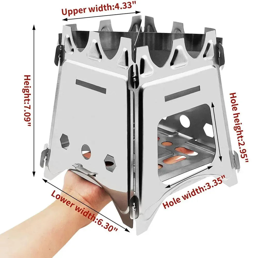 Portable Folding Wood Stove – Stainless Steel Camping & Hiking Stove