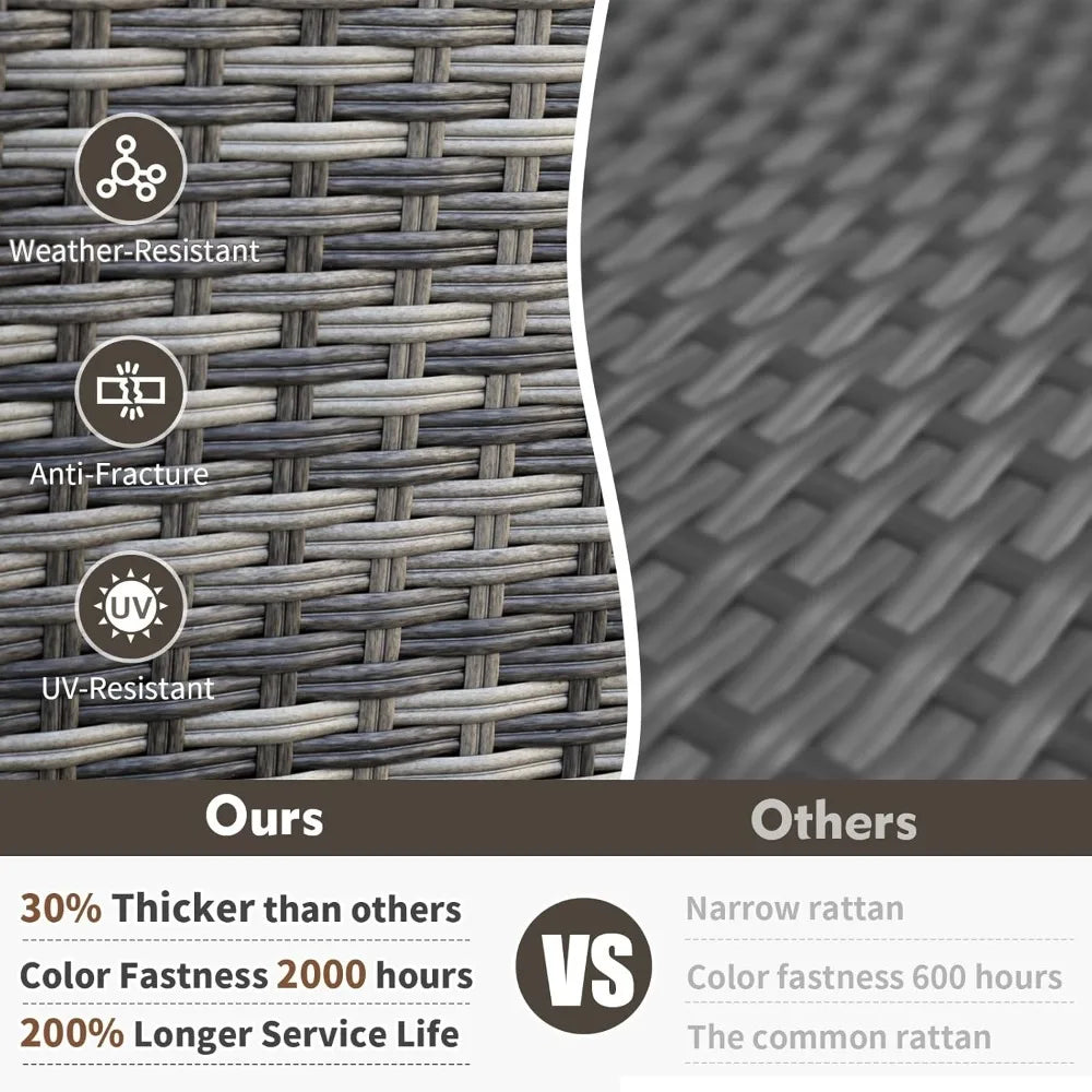 PE Wicker Patio Conversation Set – Swivel Rockers, Ottomans & 3-Seat Sofa