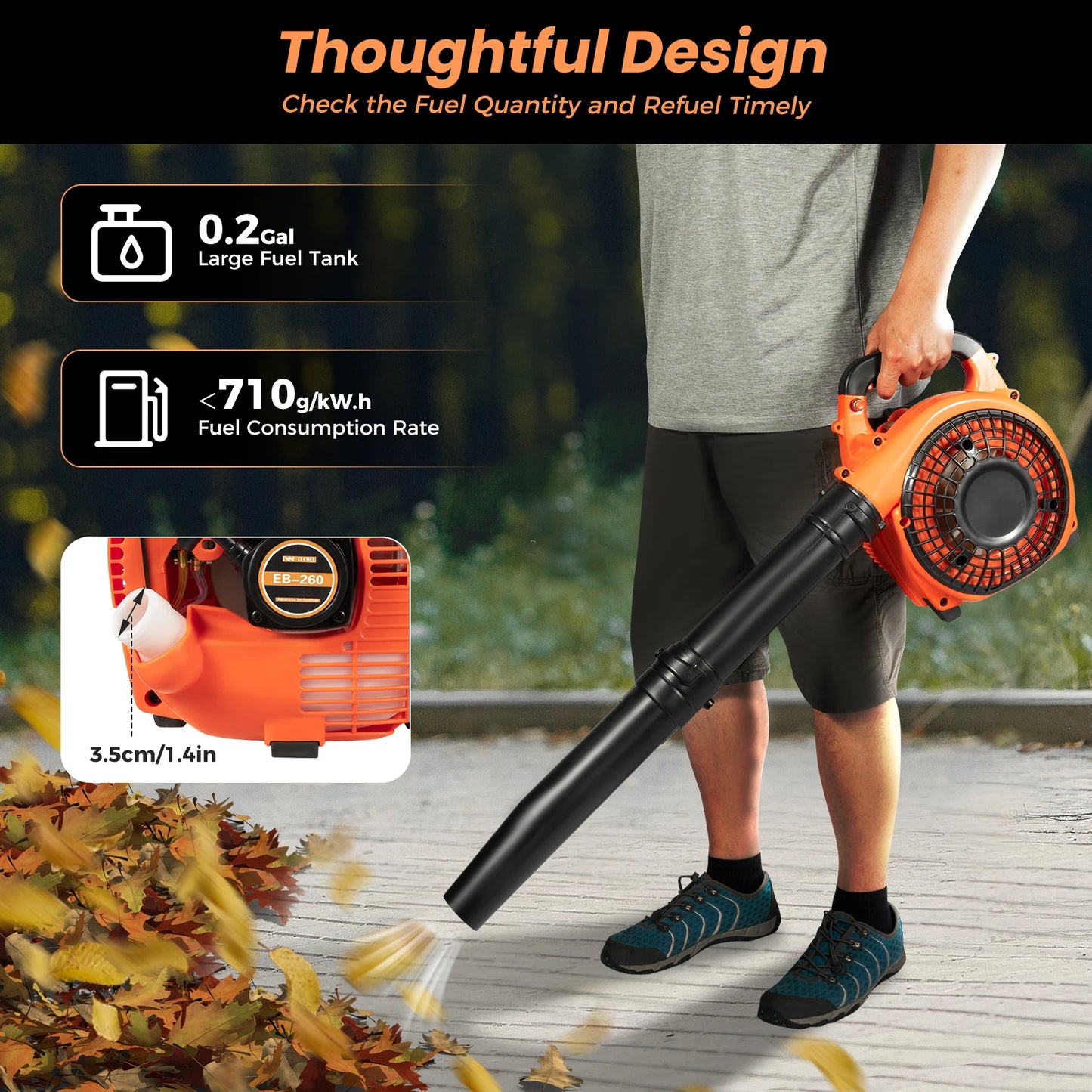 25.4CC 2-Stroke Gas Leaf Blower – Commercial Handheld Lawn & Yard Tool