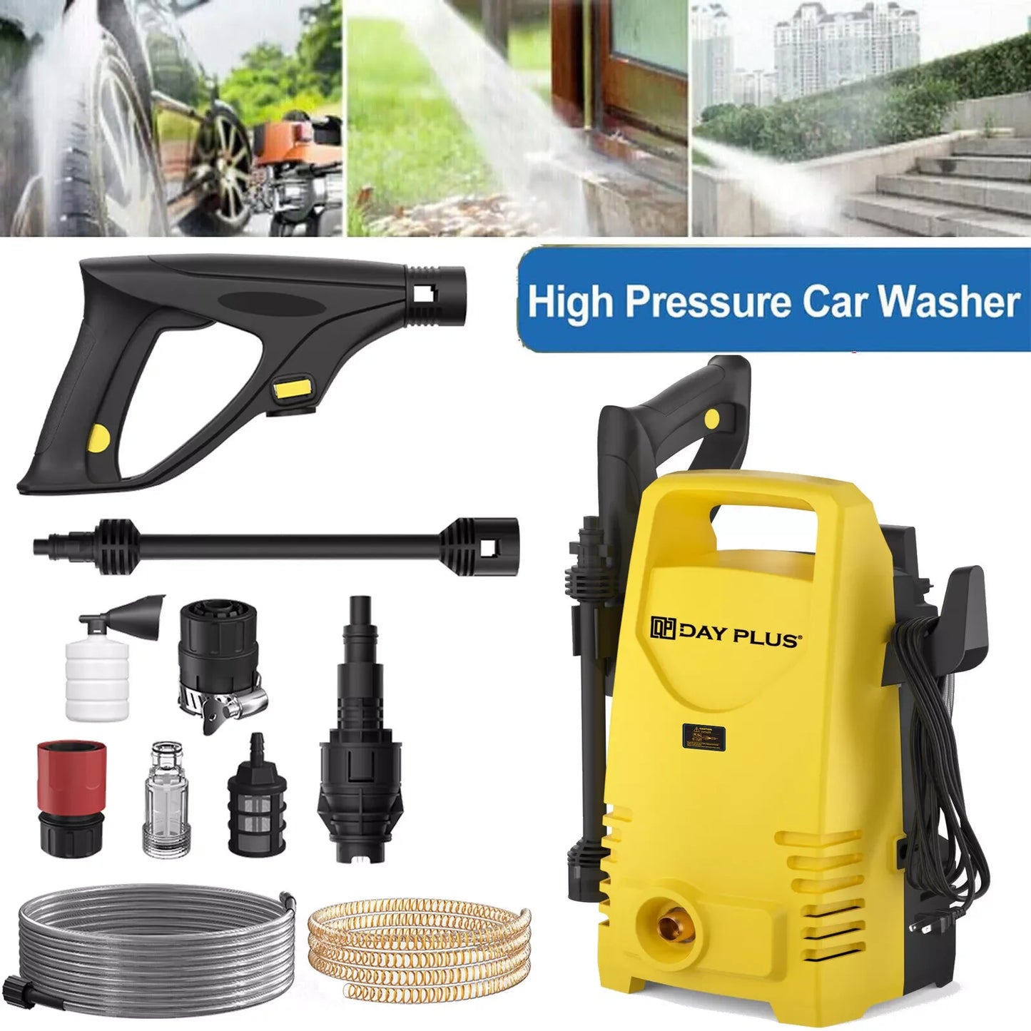 1600W Electric High-Pressure Washer – 120Bar Adjustable Lance