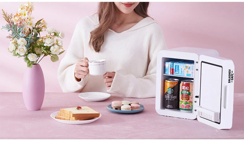 4L Mini Makeup Fridge – Portable Cosmetic Cooler with LED Mirror