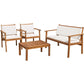 4-Piece Acacia Wood Patio Conversation Set – Sofa, Chairs & Table with Cushions
