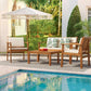 4-Piece Acacia Wood Patio Conversation Set – Sofa, Chairs & Table with Cushions