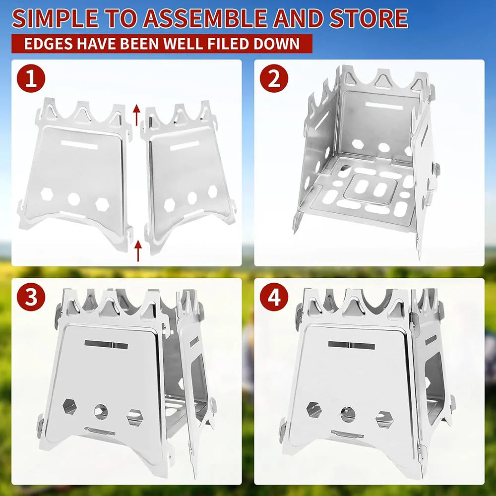 Portable Folding Wood Stove – Stainless Steel Camping & Hiking Stove