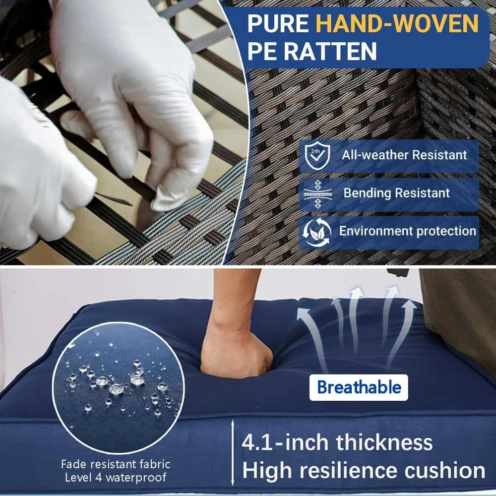 3-Seat PE Wicker Patio Sofa – Deep-Seat High-Back Rattan Outdoor Couch