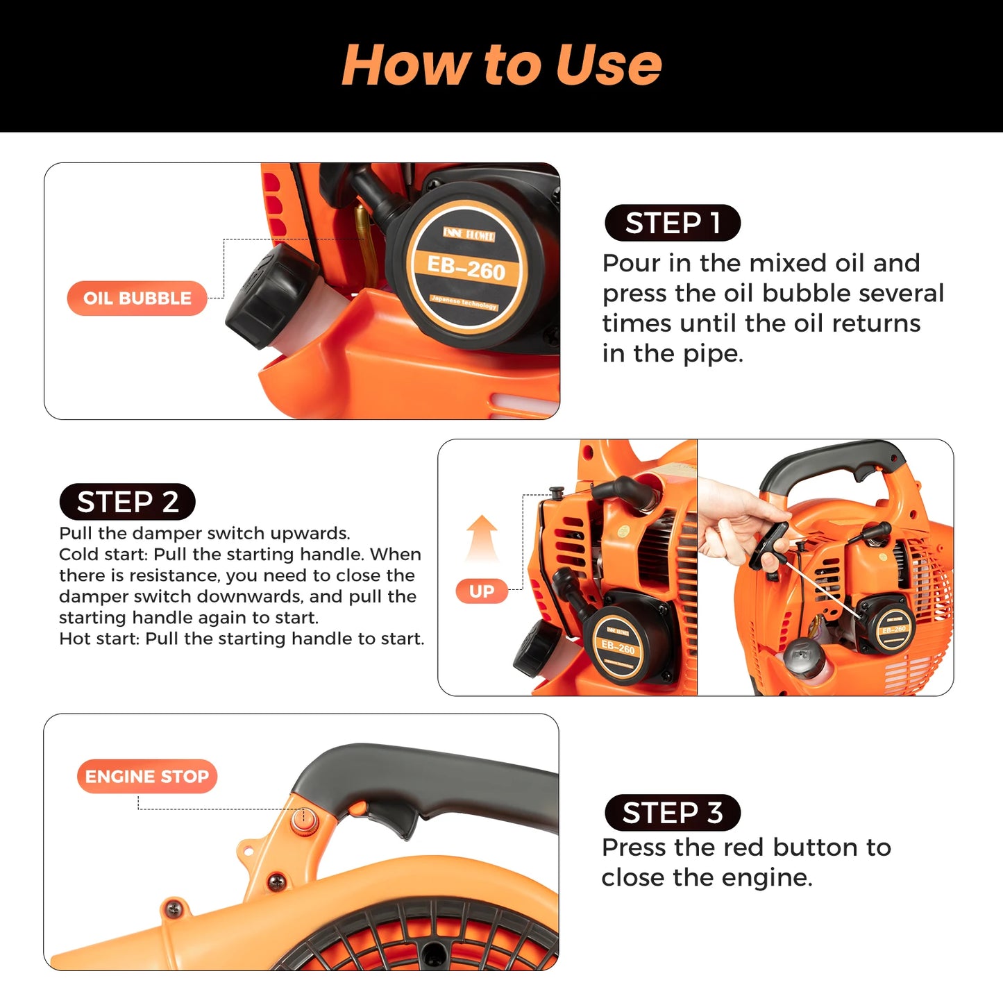 25.4CC 2-Stroke Gas Leaf Blower – Commercial Handheld Lawn & Yard Tool