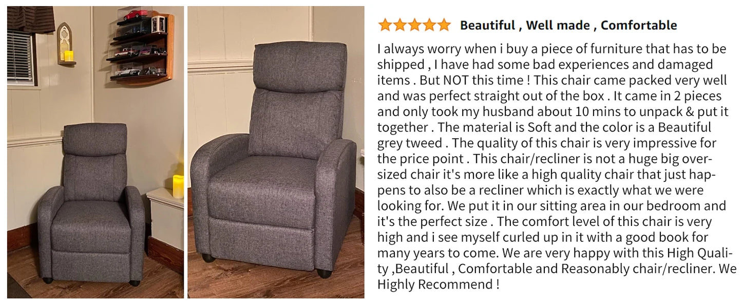 JHK Recliner Massage Chair – Adjustable Fabric Living Room Sofa