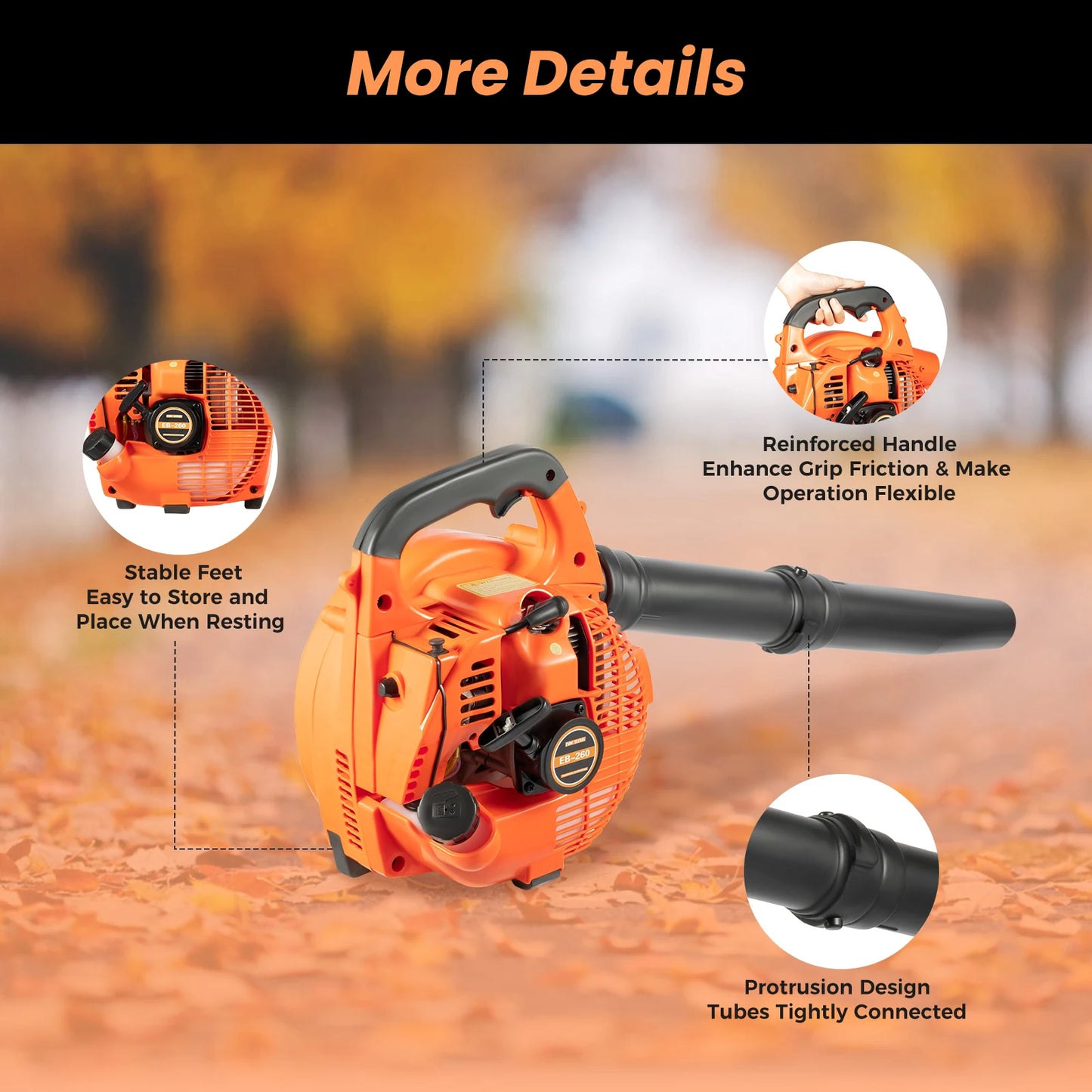 25.4CC 2-Stroke Gas Leaf Blower – Commercial Handheld Lawn & Yard Tool