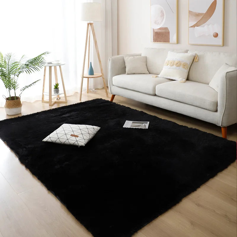 White Fluffy Hall Carpet – Thick Non-Slip Furry Rug