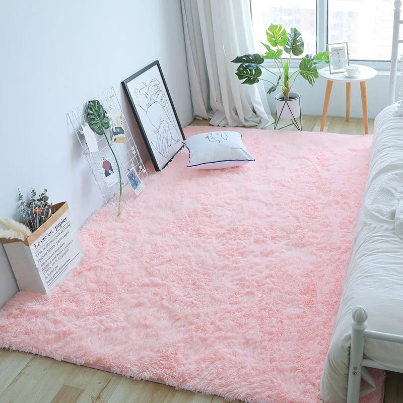 White Fluffy Hall Carpet – Thick Non-Slip Furry Rug