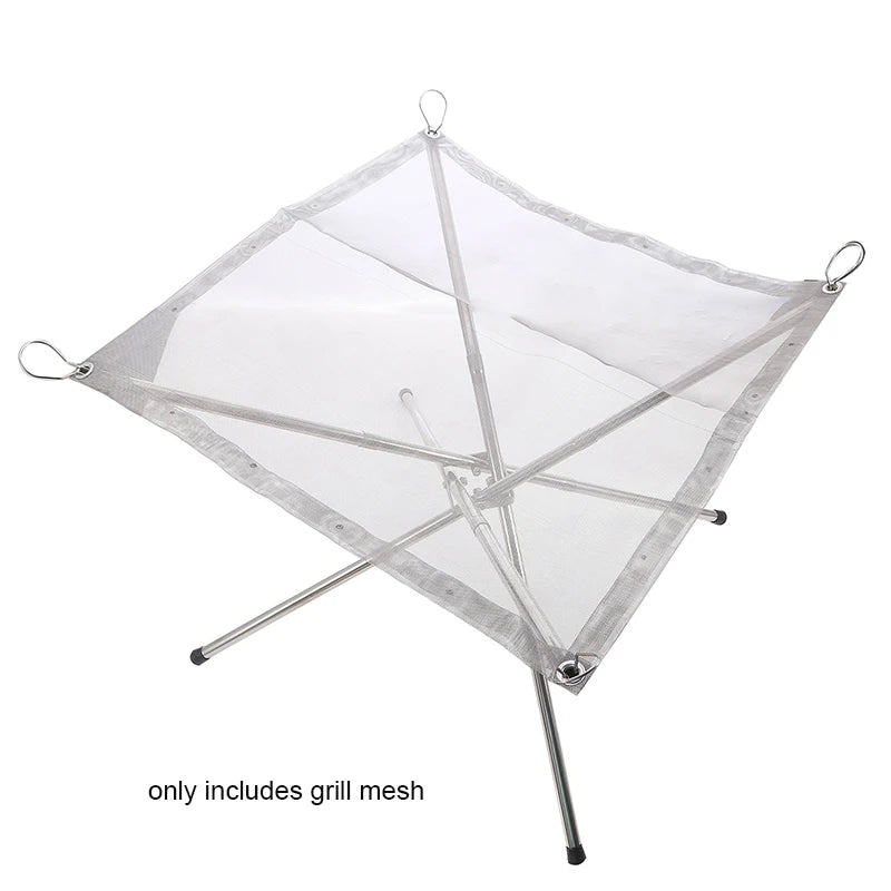 Portable Outdoor Fire Pit & BBQ Mesh Grill – Steel Camping Fireplace