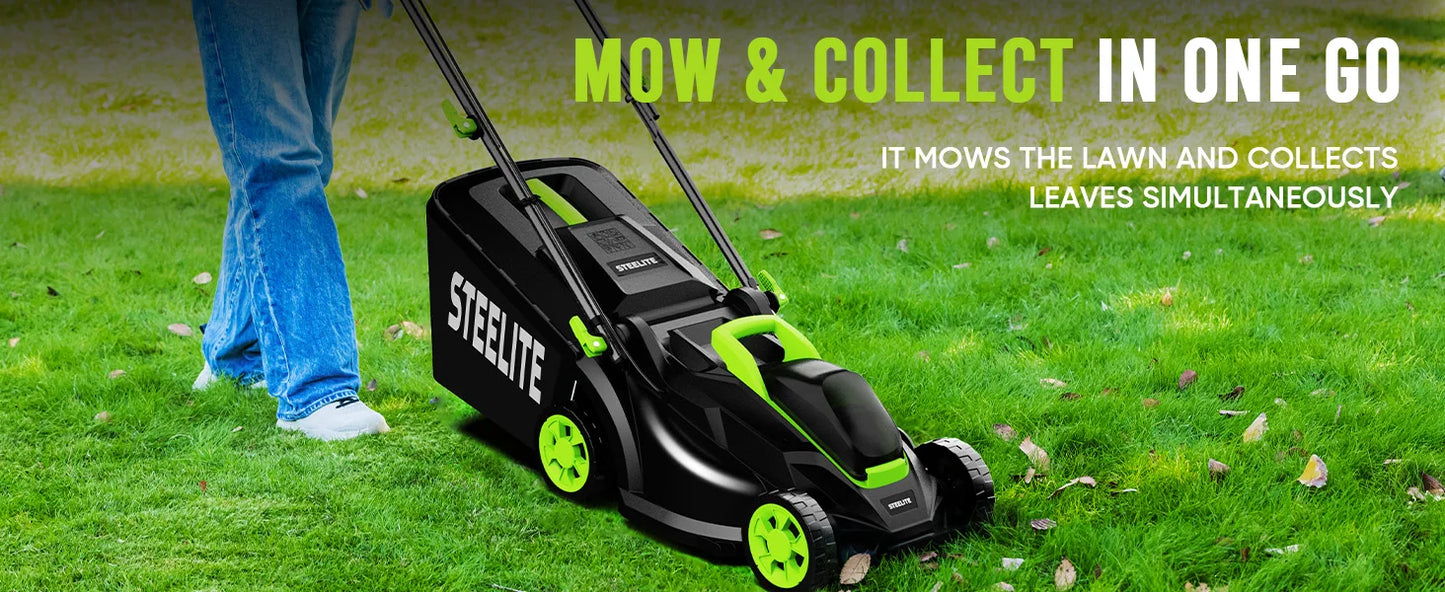 Deli 13" Cordless Electric Lawn Mower – 2-in-1 Brushless with 21V Battery