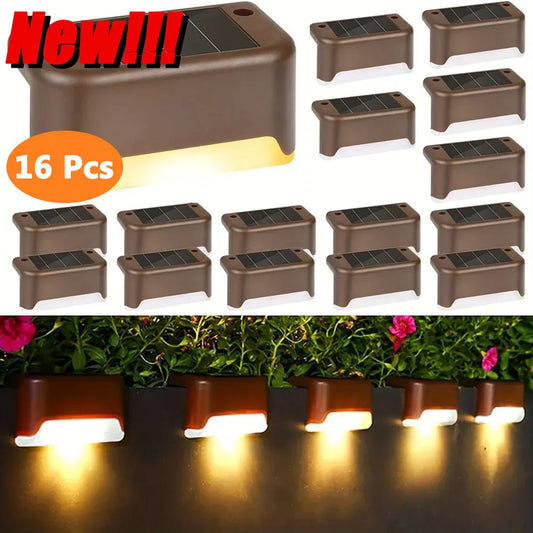 4/16 Pack LED Solar Stair Lights – Waterproof Outdoor Step & Pathway Lamps