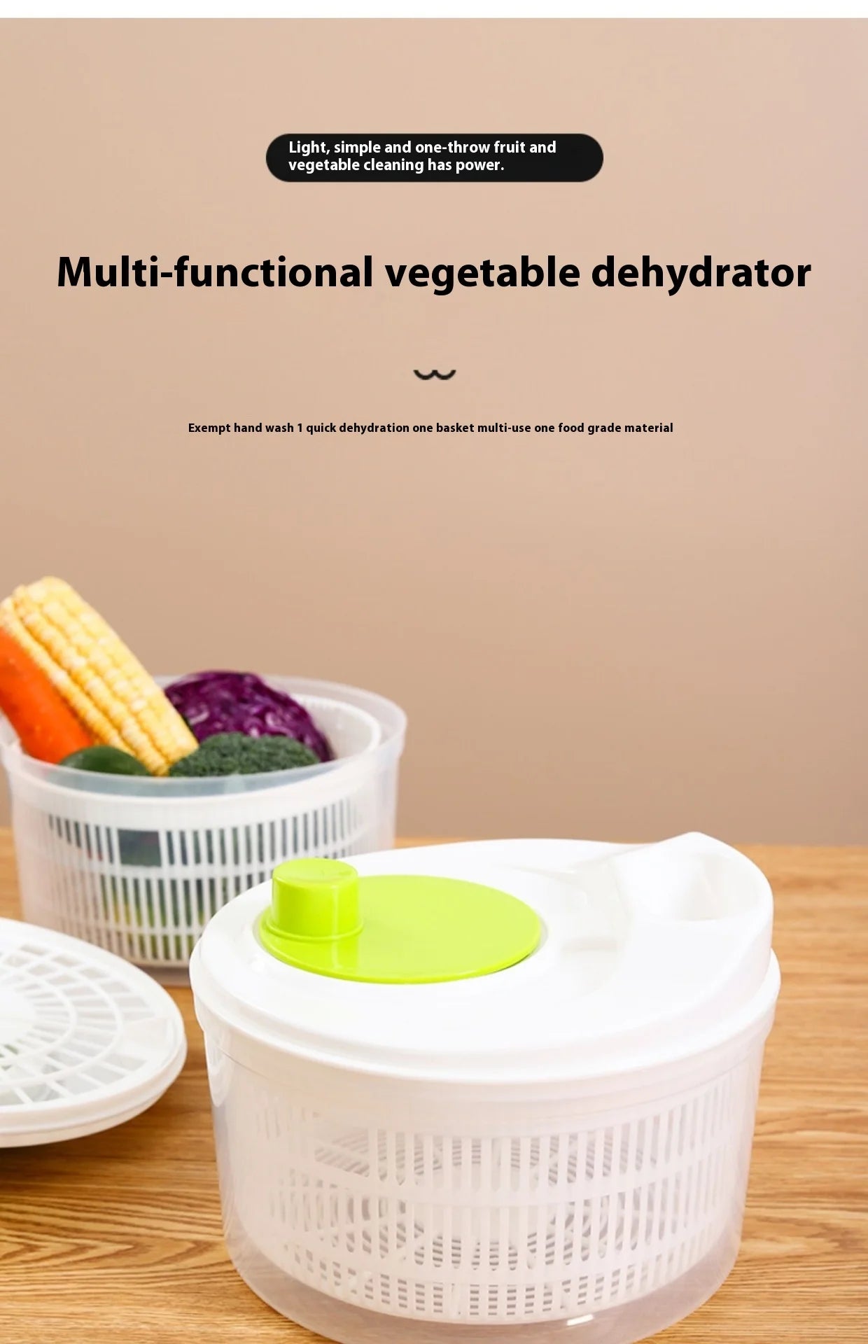 Multifunctional Manual Vegetable Dehydrator & Salad Spinner