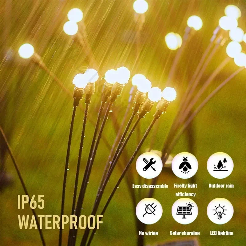 Solar LED Firework Garden Lights – Warm Outdoor Pathway Lamps