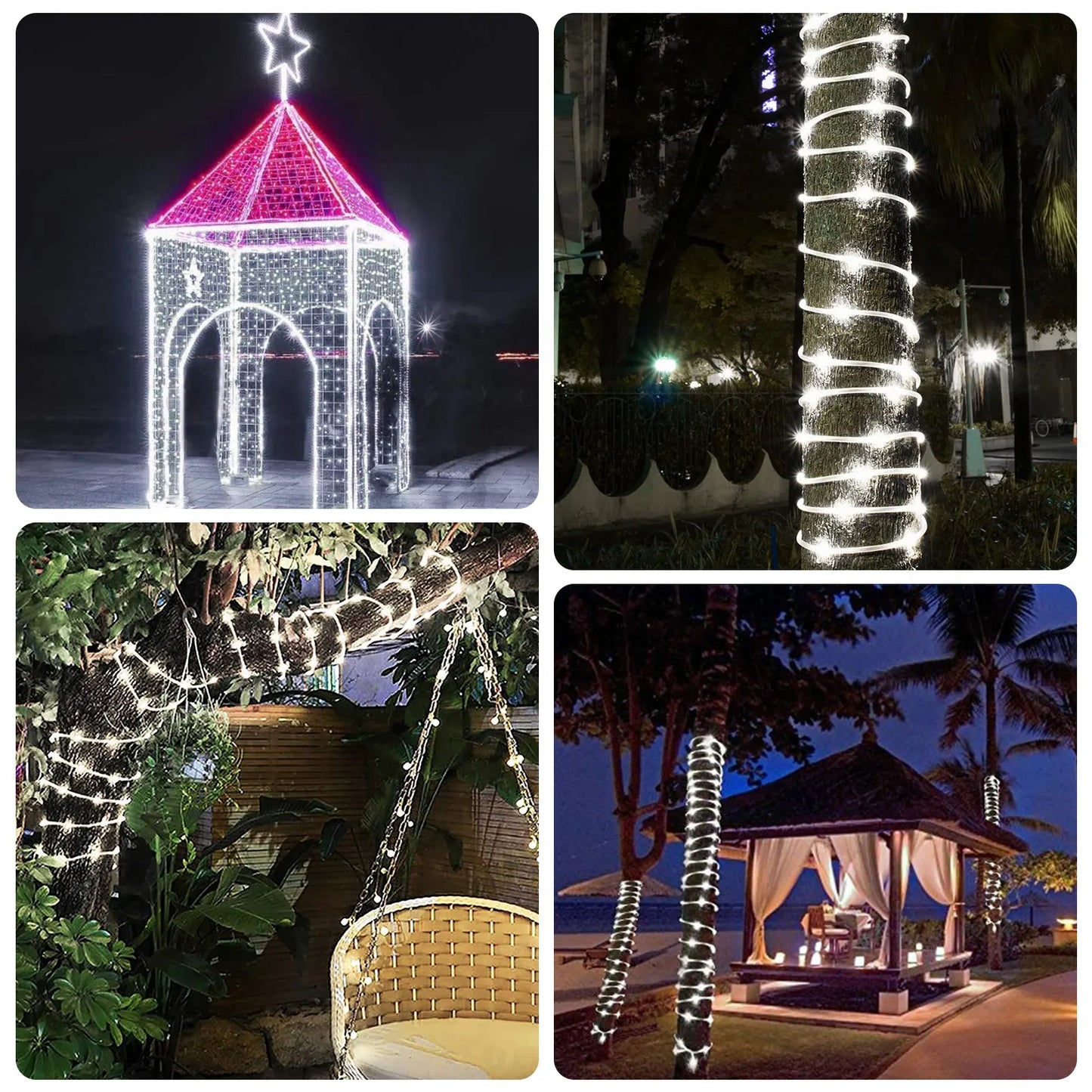 Solar 200 LED Rope Lights – Waterproof Outdoor Fairy Lights