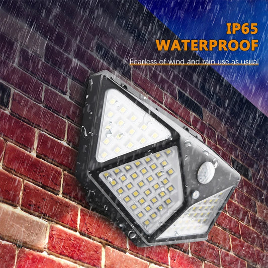 100 LED Solar Wall Lamp – Outdoor Motion Sensor Waterproof Light