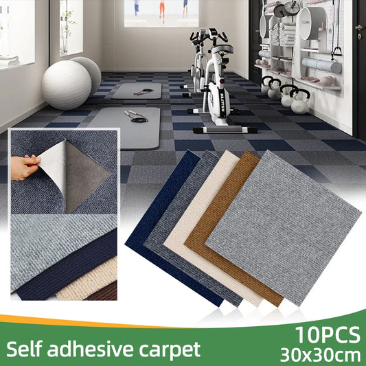 10pcs Peel & Stick Carpet Floor Tiles – Removable DIY Indoor Rugs