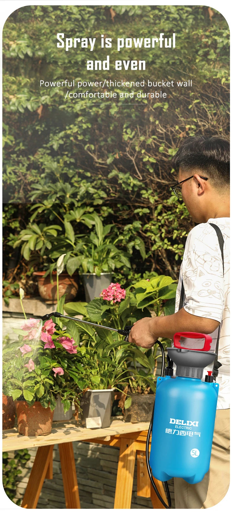 DELIXI 3/5/8L Hand Pump Garden Sprayer – Multi-Purpose Pressure Sprayer