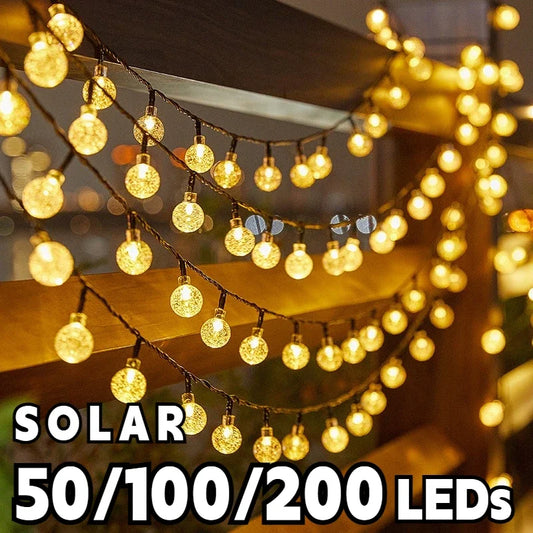 2024 Solar Crystal Globe LED String Lights – Outdoor IP65 Fairy Lights